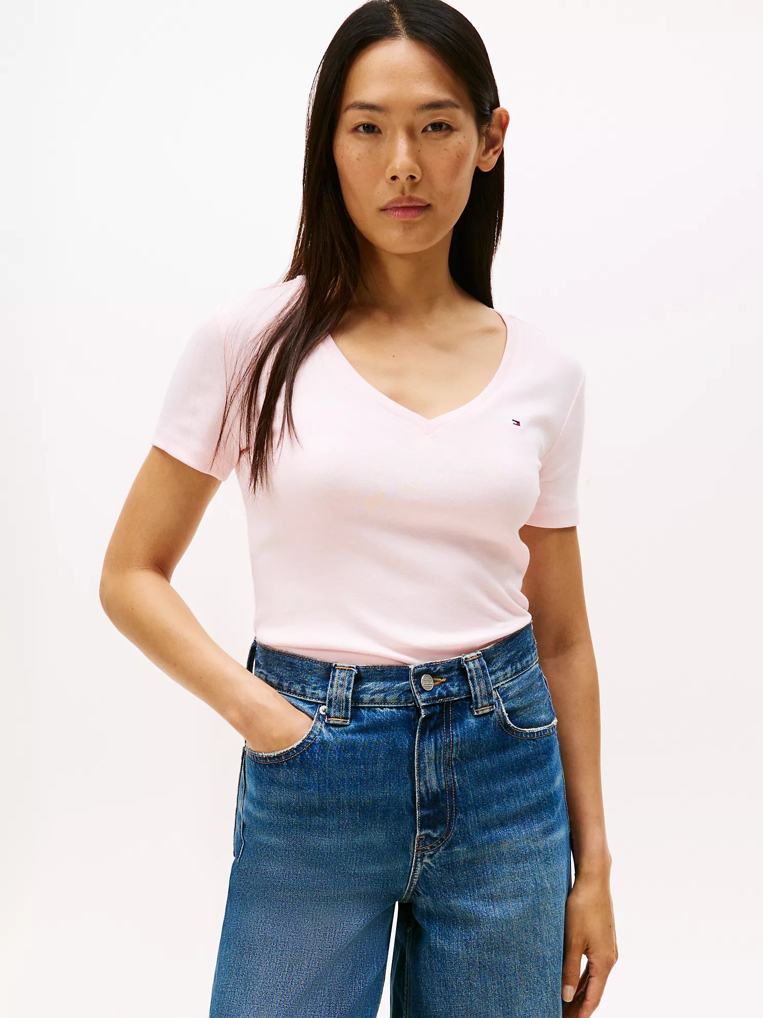 Camisa Casual con Cuello V Tommy Hilfiger