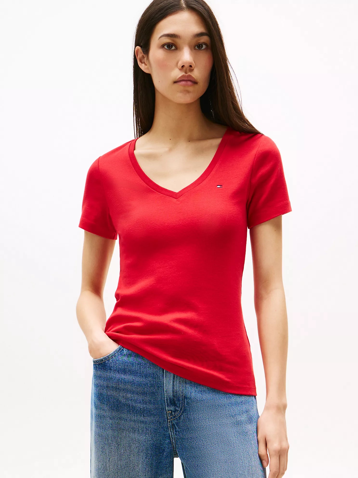 Camisa Casual con Cuello V Tommy Hilfiger