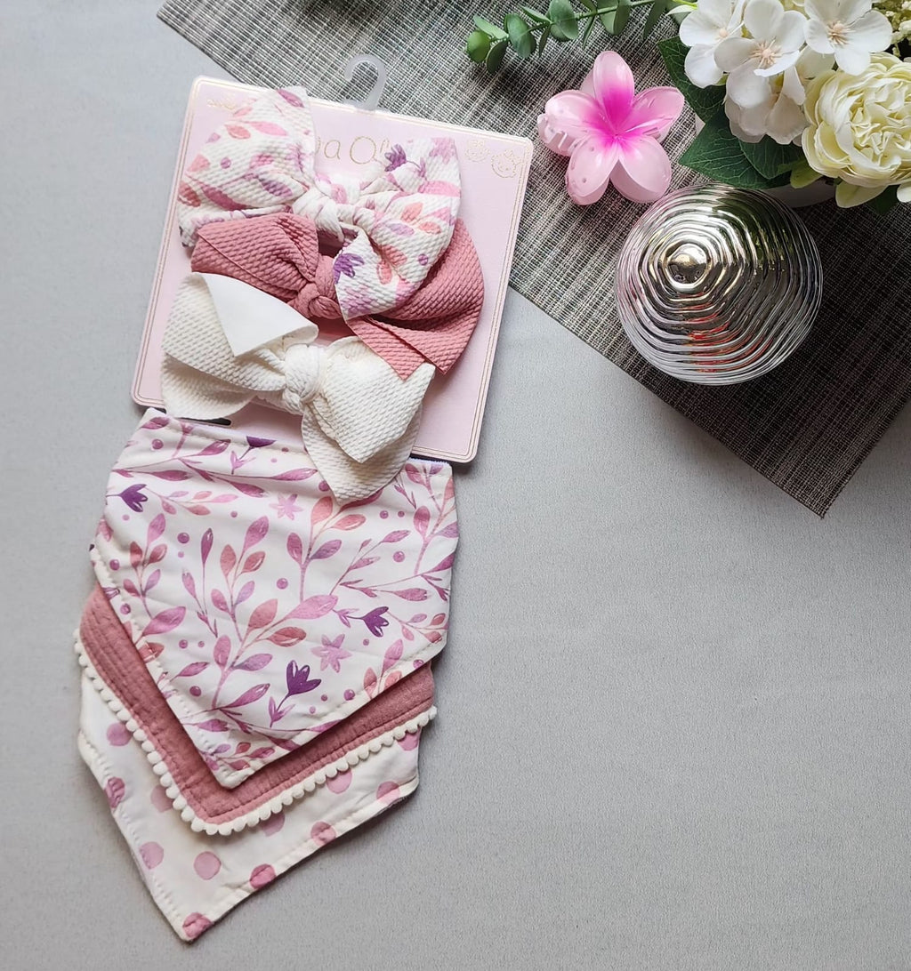 Set de 3 Baberos y 3 diademas para bebe