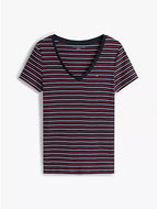 Camiseta de rayas con cuello en V Tommy Hilfiger